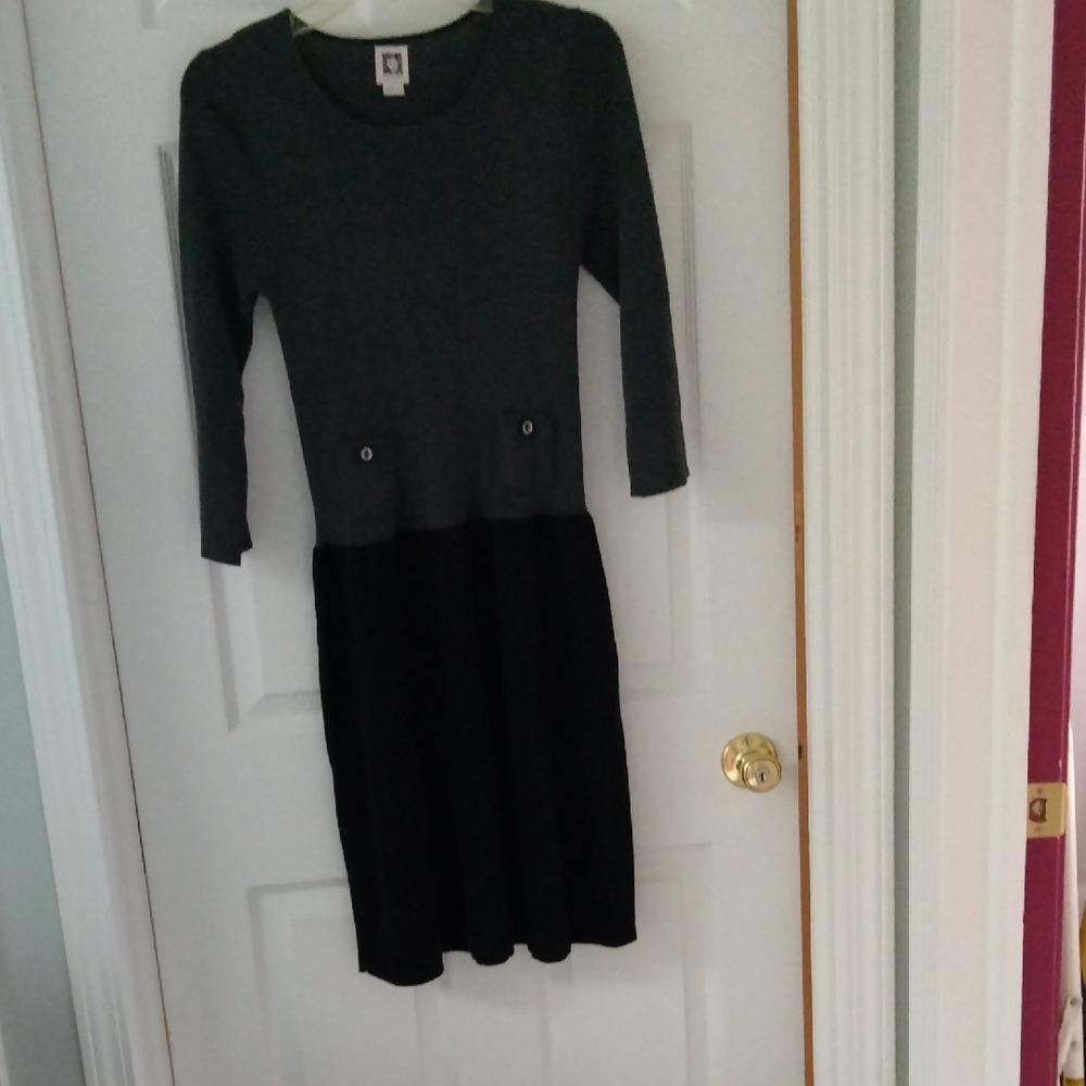 Anne Klein Black Buttoned Sheath Dress